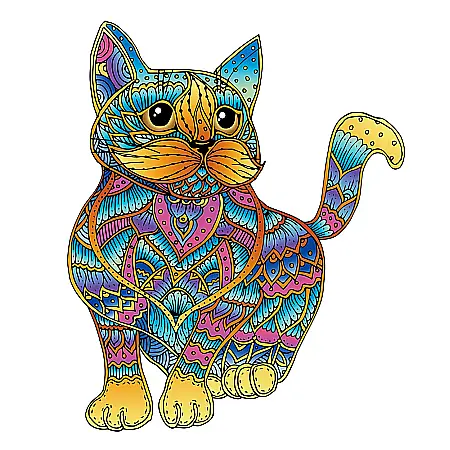 Puzzle din lemn multicolorat - Pisica, 99 piese [1]