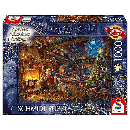 Puzzle - Puzzle Schmidt: Thomas Kinkade - Mos Craciun si spiridusii lui, 1000 piese, editie limitata