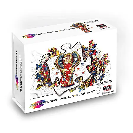 Puzzle - Puzzle din lemn multicolorat - Elefant, 120 piese