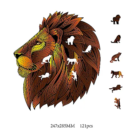 Puzzle din lemn multicolorat - Leu, 121 piese [1]