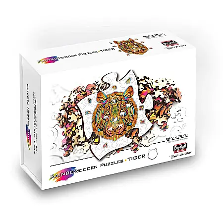 Puzzle - Puzzle din lemn multicolorat - Tigru, 138 piese