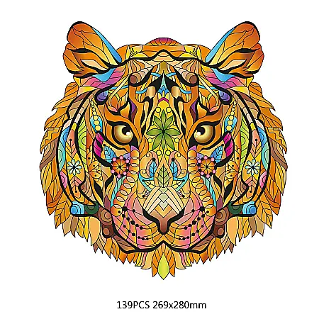 Puzzle din lemn multicolorat - Tigru, 138 piese [1]