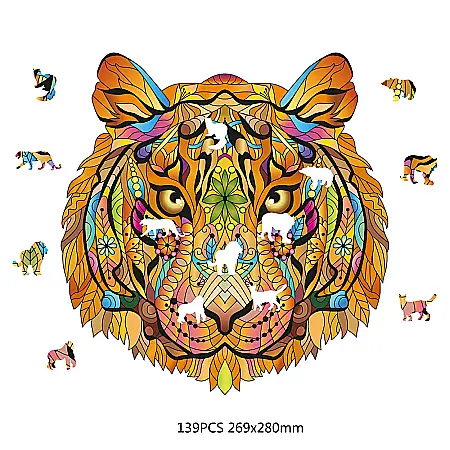 Puzzle din lemn multicolorat - Tigru, 138 piese [2]
