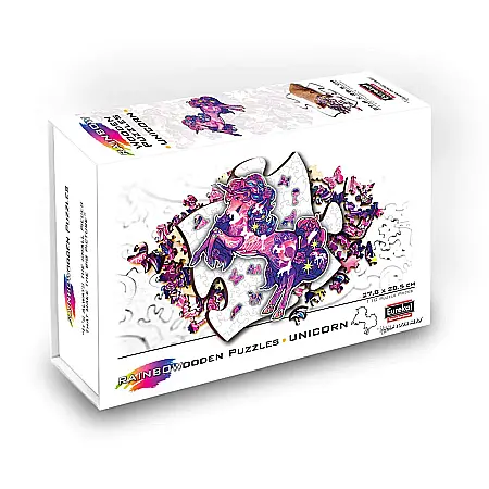 Puzzle - Puzzle din lemn multicolorat - Unicorn, 110 piese