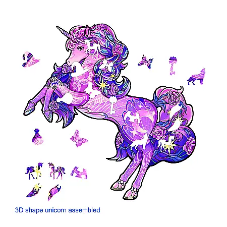 Puzzle din lemn multicolorat - Unicorn, 110 piese [1]