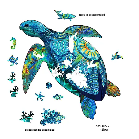 Puzzle din lemn multicolorat - Broasca testoasa, 125 piese [1]
