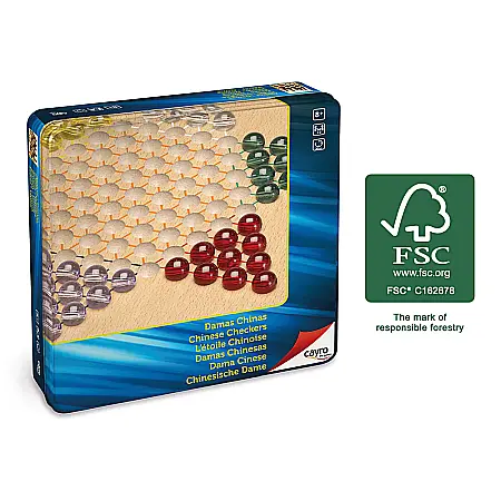 Jocuri de strategie - Joc Sah Chinezesc, Dame Chinezesti in cutie metalica, Cayro