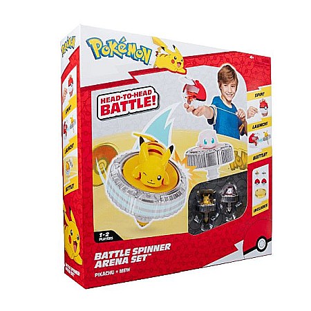 Jocuri de familie - Pokemon - Set de joaca Battle Spinner cu doua figurine (Pikachu #1, Mew, Poké Ball, & Poké Ball)