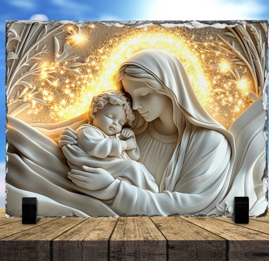 Icoană Maica Domnului cu Pruncul – efect 3D