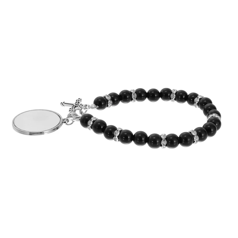 Bratara cu margele negre si cruciulita cu poza ta [1]