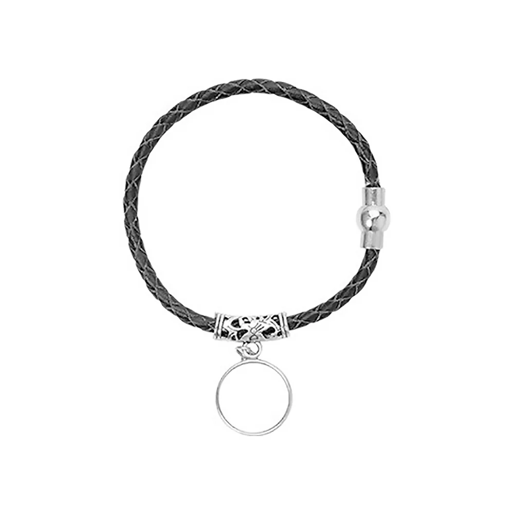 Bratara de piele cu pandantiv  - neagra personalizata cu poza ta [1]