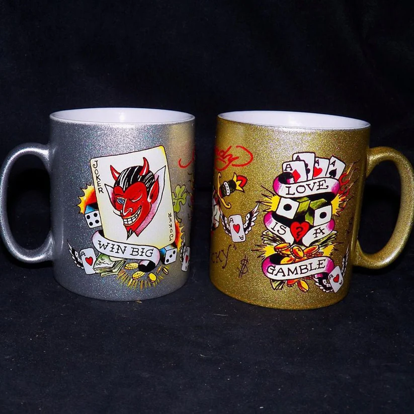 Cani personalizate - Cana GLITTER aurie  personalizata cu mesajul tau