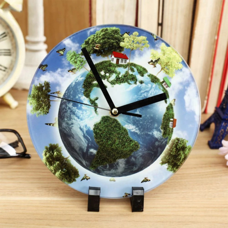 Diverse - Ceas sticla rotund 18cm personalizat cu poza sau textul tau