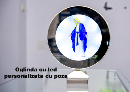 Cadouri personalizate - Oglinda led rotunda ,insertie foto
