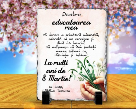 Fotografie pe piatra - Placa de ardezie 20 x 30 personalizata 8 Martie