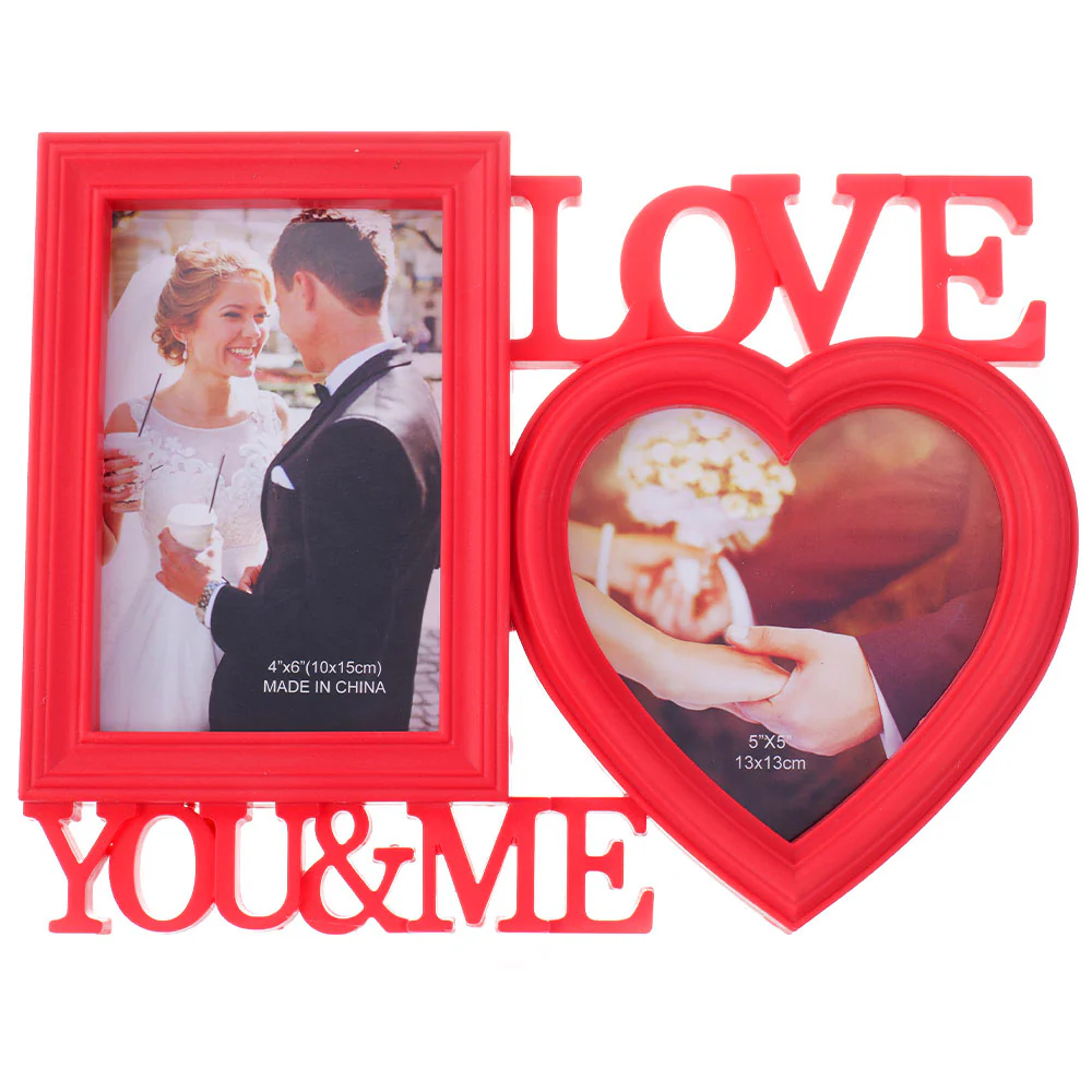 Insertie foto - Rama foto colaj rosie LOVE YOU&ME 2 poze