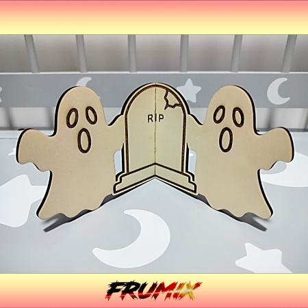 PRODUSE - Decor Halloween din Lemn – Fantome și Piatră Funerară | FRUMIX