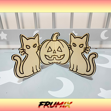 PRODUSE - Decor Halloween din Lemn – Pisici și Dovleac | FRUMIX