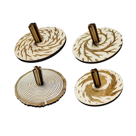 PRODUSE - Set 4 Titireze din Lemn – Elemental Motion | FRUMIX