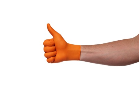 Set 50 bucăți Mănuși Velo Strong, Orange, mărimea S, Nitril, textură diamant, protecție la substanțe chimice [14]