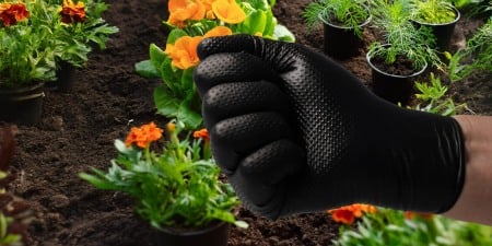 Set 50 bucăți Mănuși Velo Strong, Negre, mărimea M, Nitril, textură diamant, protecție la substanțe chimice [4]