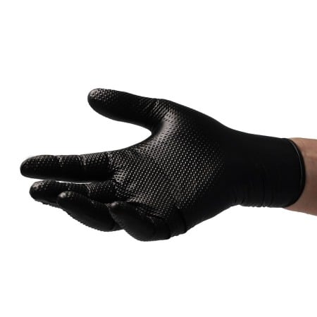 Set 50 bucăți Mănuși Velo Strong, Negre, mărimea M, Nitril, textură diamant, protecție la substanțe chimice [11]