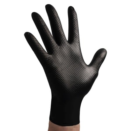 Set 50 bucăți Mănuși Velo Strong, Negre, mărimea M, Nitril, textură diamant, protecție la substanțe chimice [8]