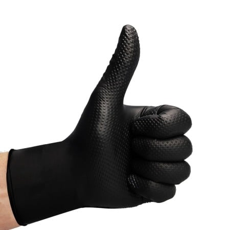 Set 50 bucăți Mănuși Velo Strong, Negre, mărimea M, Nitril, textură diamant, protecție la substanțe chimice [12]