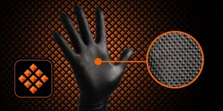 Set 50 bucăți Mănuși Velo Strong, Negre, mărimea M, Nitril, textură diamant, protecție la substanțe chimice [6]