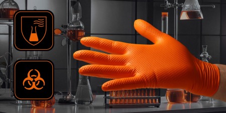 Set 50 bucăți Mănuși Velo Strong, Orange, mărimea S, Nitril, textură diamant, protecție la substanțe chimice [7]