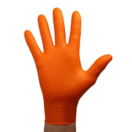 Set 50 bucăți Mănuși Velo Strong, Orange, mărimea S, Nitril, textură diamant, protecție la substanțe chimice [13]