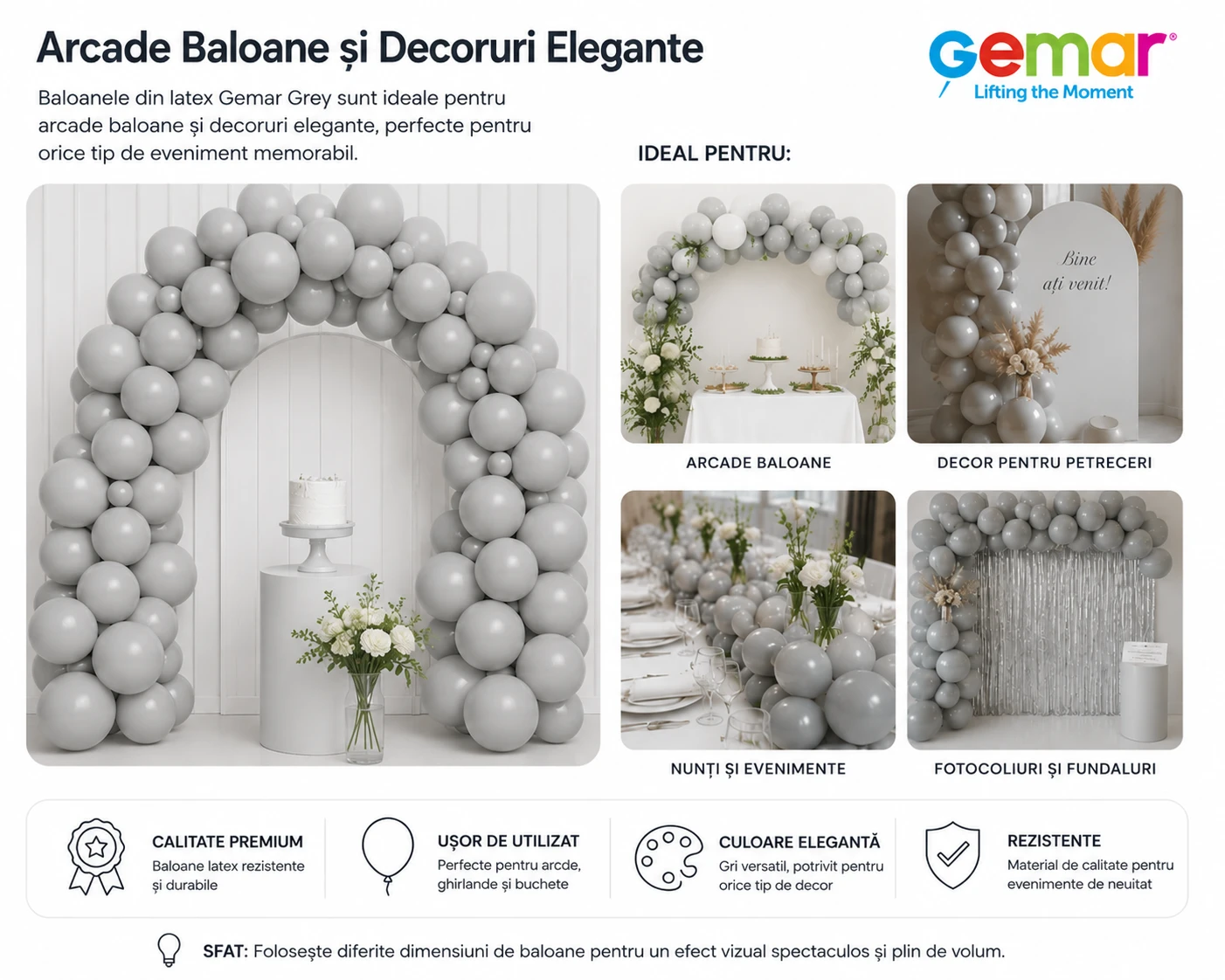 Baloane latex Gemar Grey #070 [6]