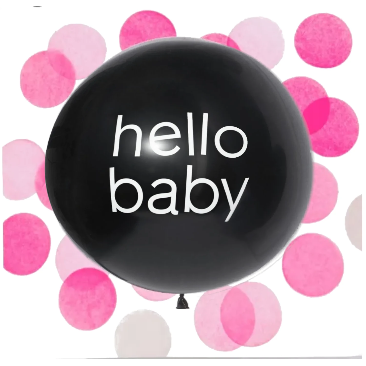 Balon latex inscriptionat Gender Reveal - Hallo Baby 90cm cu confetti roz [1]