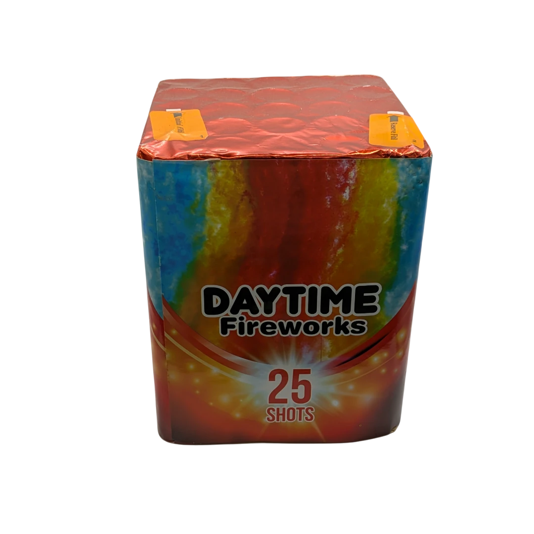 Baterie artificii de zi  25 focuri simultane colorate rosii si cracling  [3]