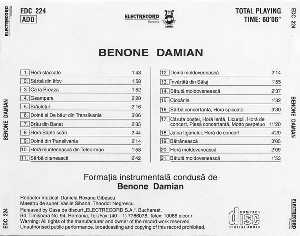 CD Benone Damian -  Un Virtuose du violon [2]