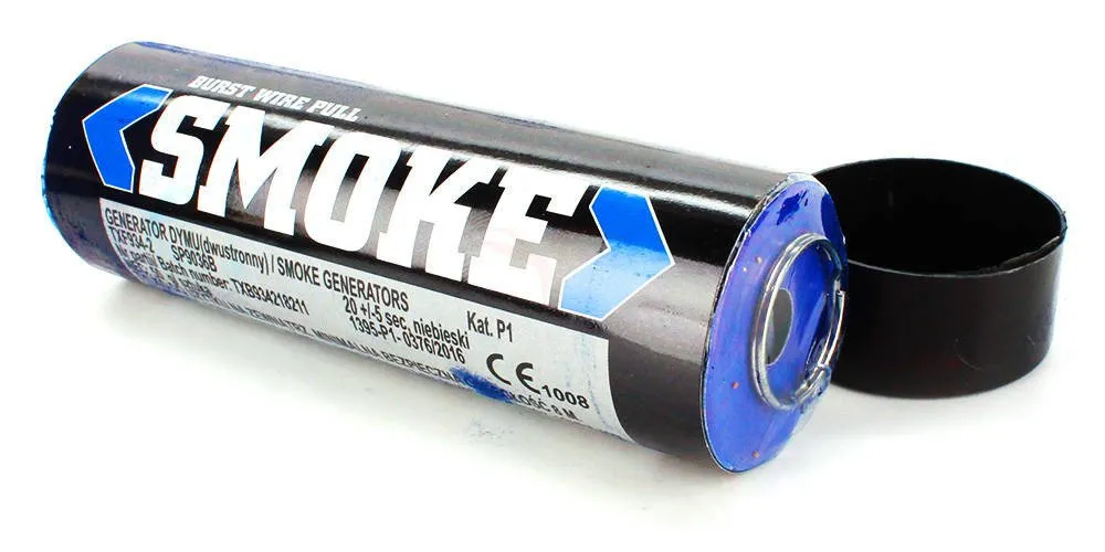 Fumigena 2 capete albastra cu inel 20sec [2]