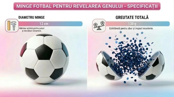 Minge de fotbal din plastic pentru Gender Reveal cu confetti albastre [6]