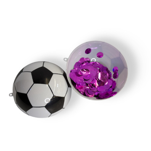 Minge de fotbal din plastic pentru Gender Reveal cu confetti roz [3]