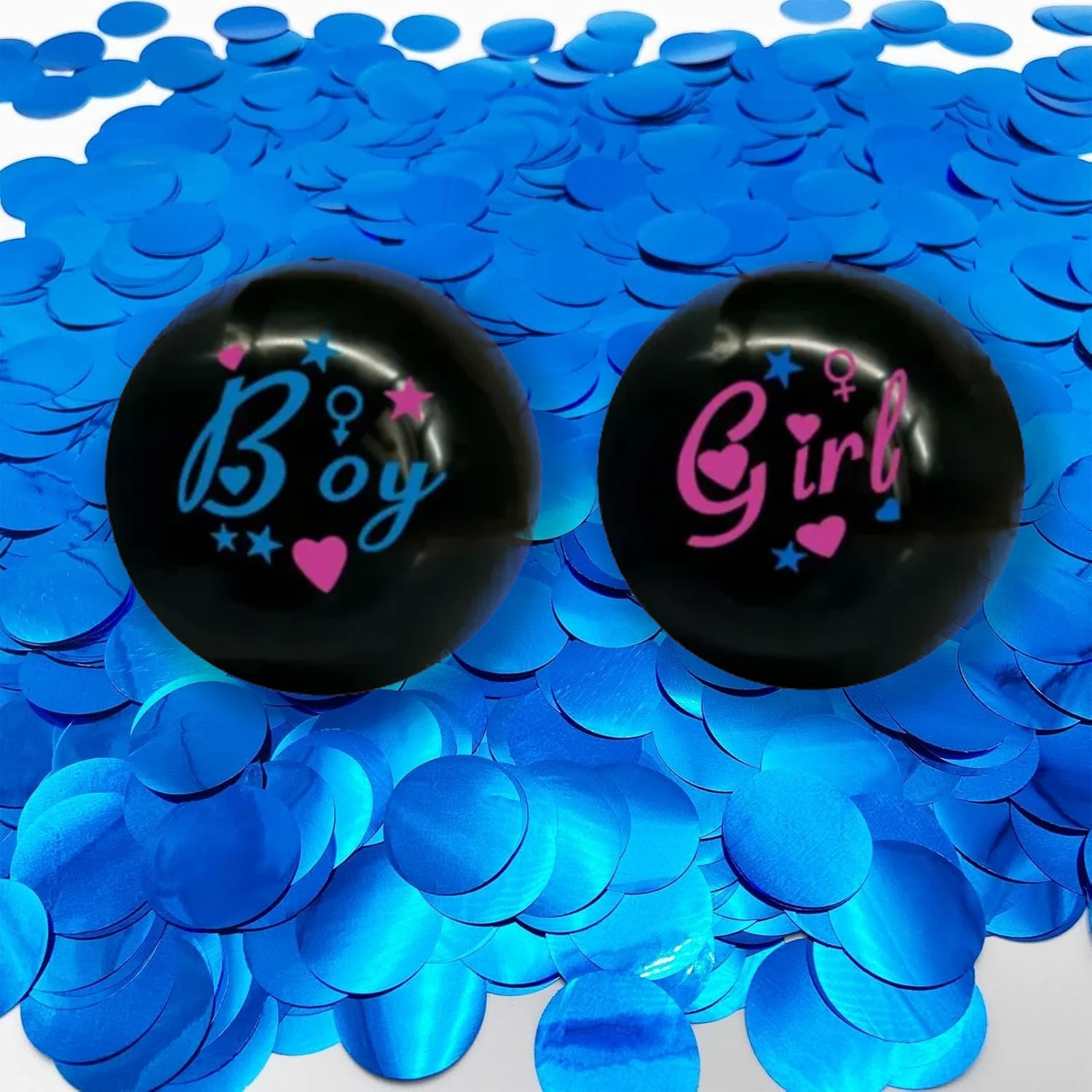 Minge 12 cm pentru Gender Reveal cu confetti albastre [2]