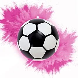 Minge de fotbal din plastic  pentru Gender Reveal cu pudra roz [1]