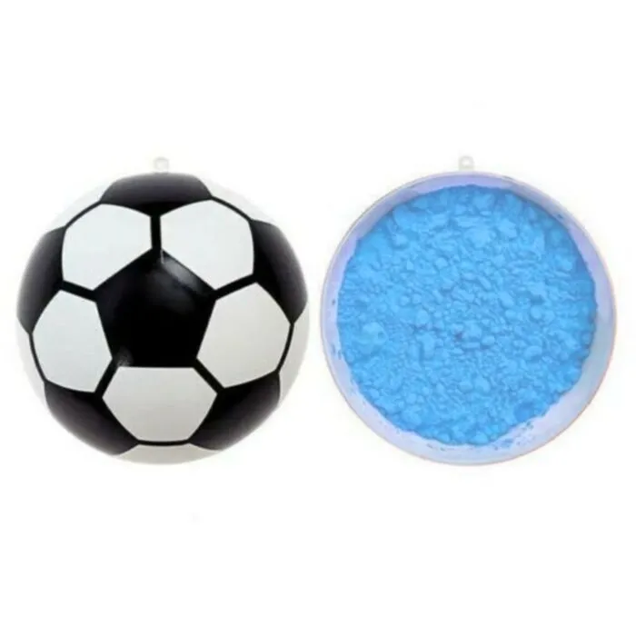 Minge de fotbal din plastic pentru Gender Reveal cu pudra albastra [3]