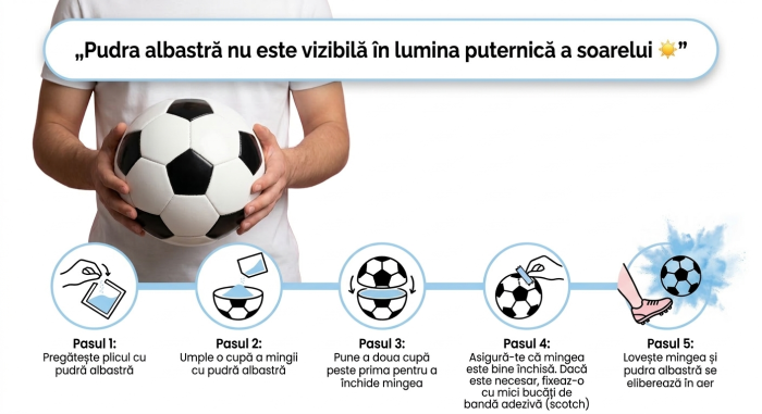 Minge de fotbal din plastic pentru Gender Reveal cu pudra albastra [4]