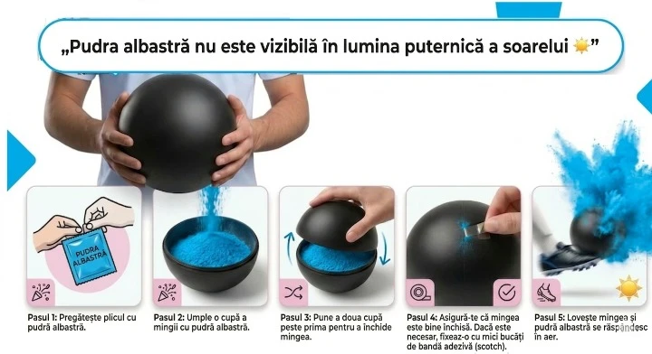 Minge de fotbal din plastic pentru Gender Reveal cu pudra albastra [3]