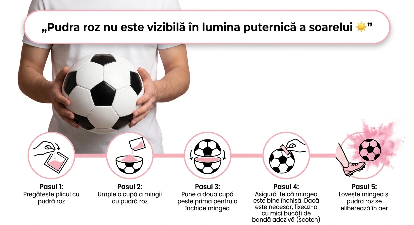 Minge de fotbal din plastic  pentru Gender Reveal cu pudra roz [6]