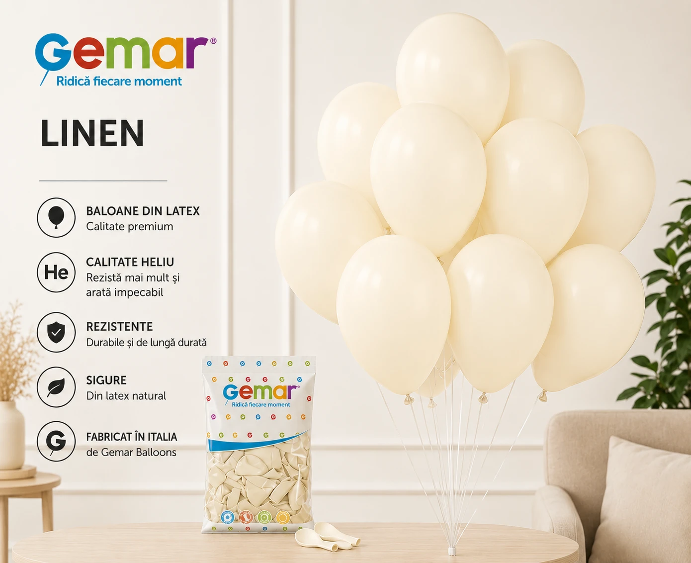 Set Baloane Latex Linen Gemar [6]