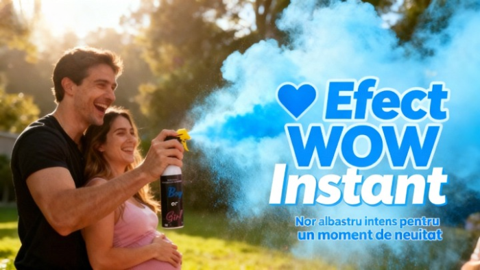 Spray Pudră Gender Reveal Albastru 300 ml – Nor Albastru Intens [3]