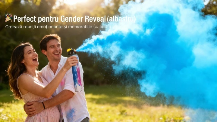 Spray Pudră Gender Reveal Albastru 1000ml – Nor Albastru Intens [3]