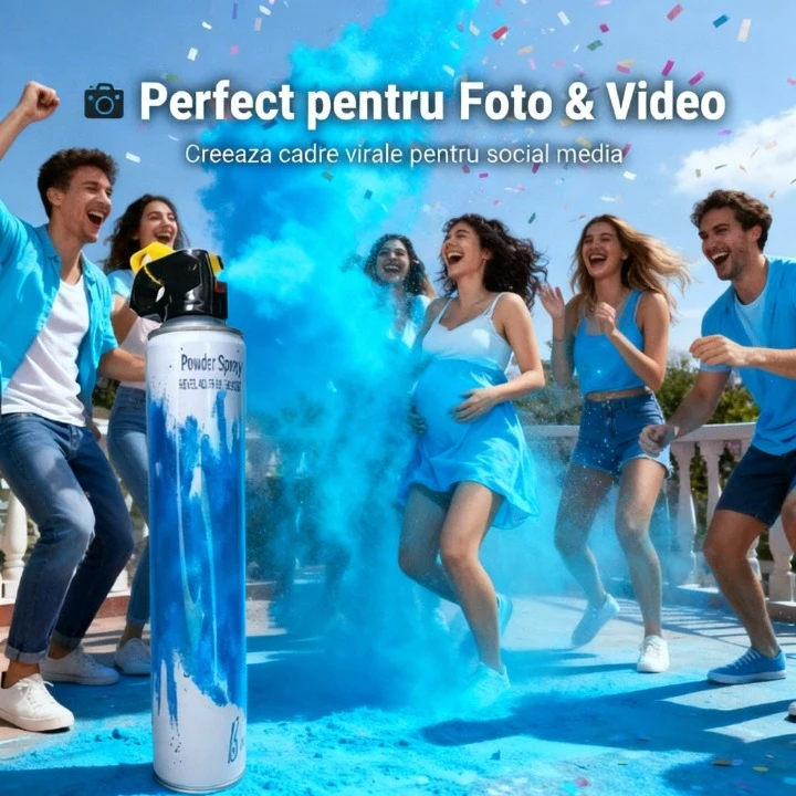 Spray Pudră Gender Reveal Albastru 1000ml – Nor Albastru Intens [2]