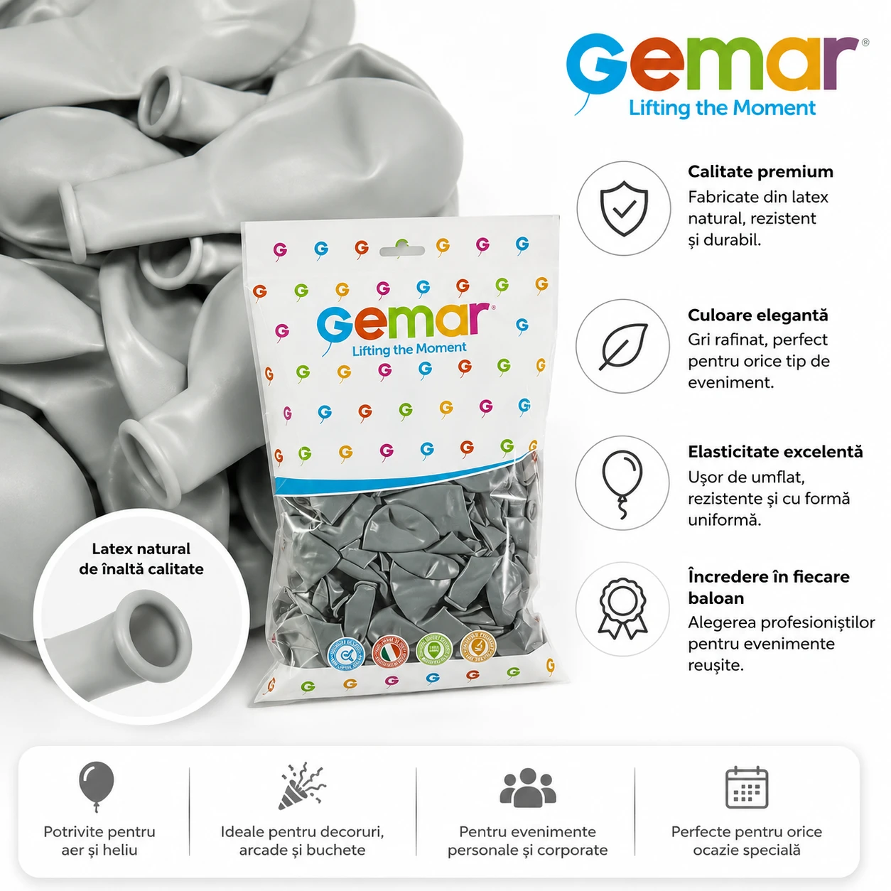 Baloane latex Gemar Grey #070 [3]
