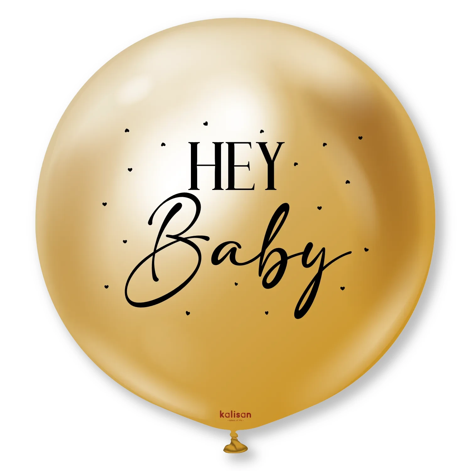 Gender reveal - Balon latex inscriptionat Gender Reveal - Hey Baby Mirror Gold 90 cm